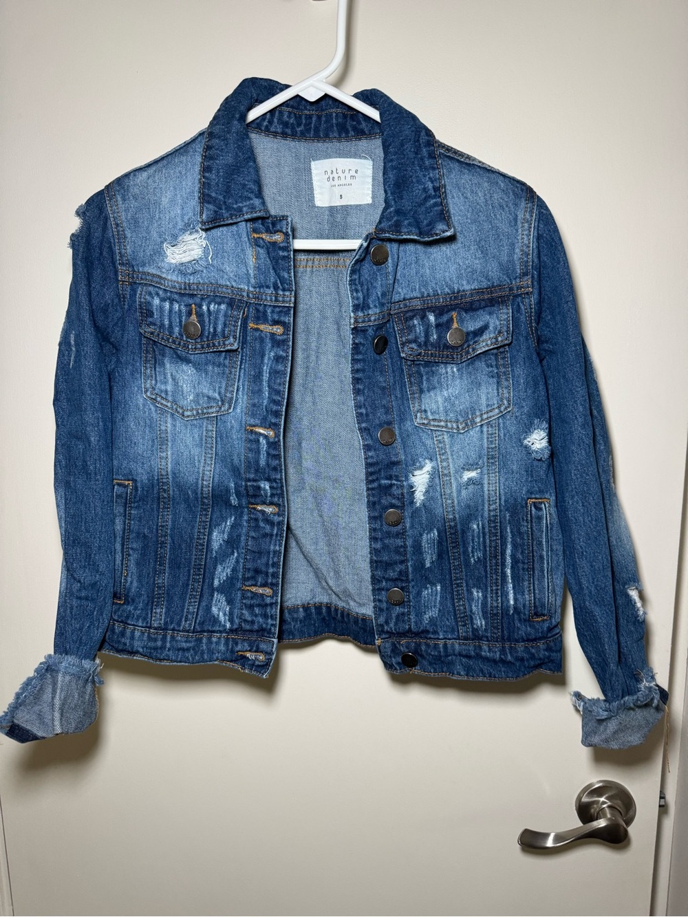 Nature Denim Women's Blue Distressed Jean Jacket